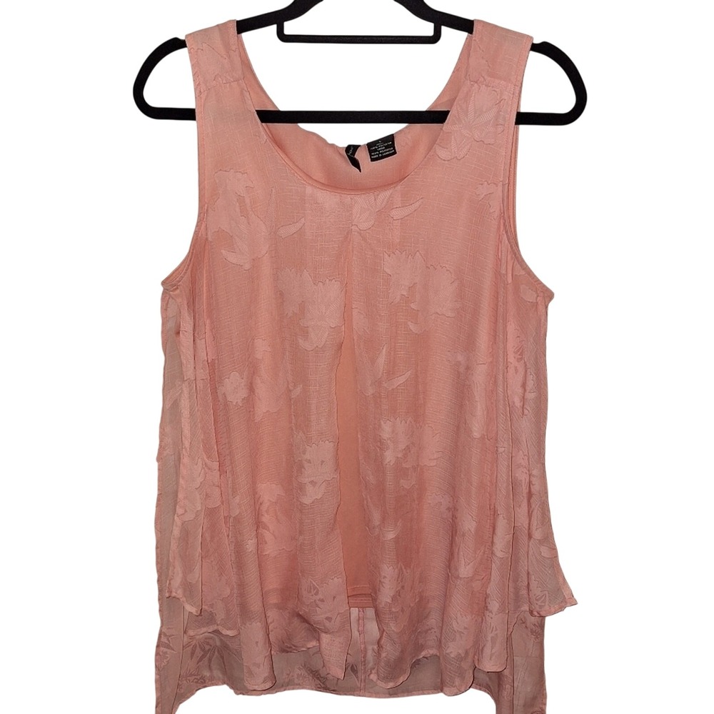 New Directions Women's Size Large Pastel Peachy Pink Blouse Flowy Wedding Guest
